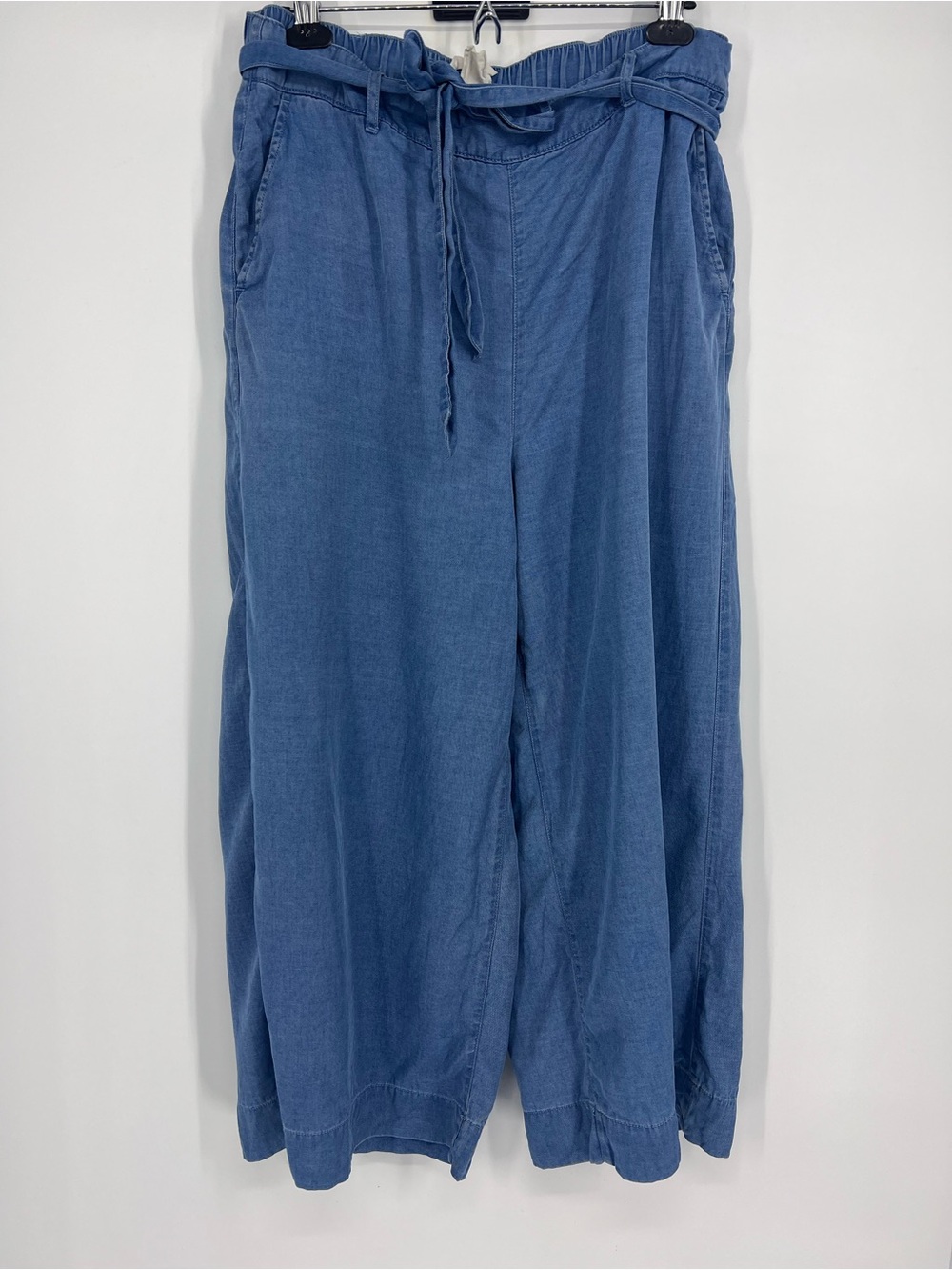 Joie 100% Lyocell Wide Leg Crop Pants Blue Drawstring Waist XL - Picture 2 of 10